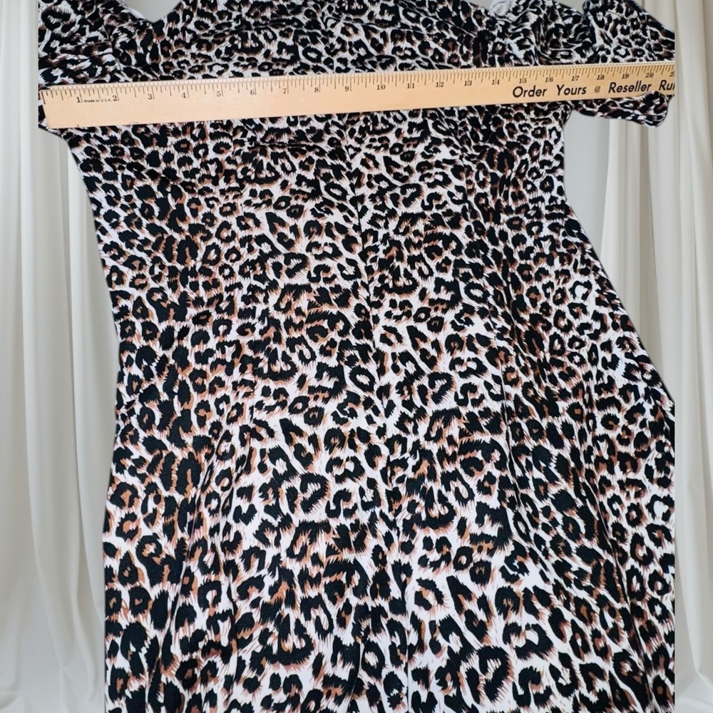 La Diosa Bodycon Sheath Leopard Print Cold Shoulder Dress Large EUC - Picture 7 of 10